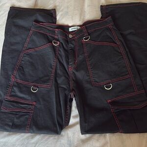 Aphrodite size 7 black and red stitching cargo baggy pants